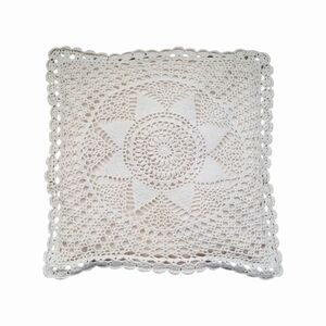 Hand Crocheted Floral Throw Pillow Cover 15"x 15"  Pillow Size
